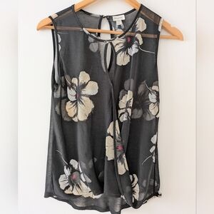 Y2K Vintage Dynamite Black and Cream Floral Sleeveless Top